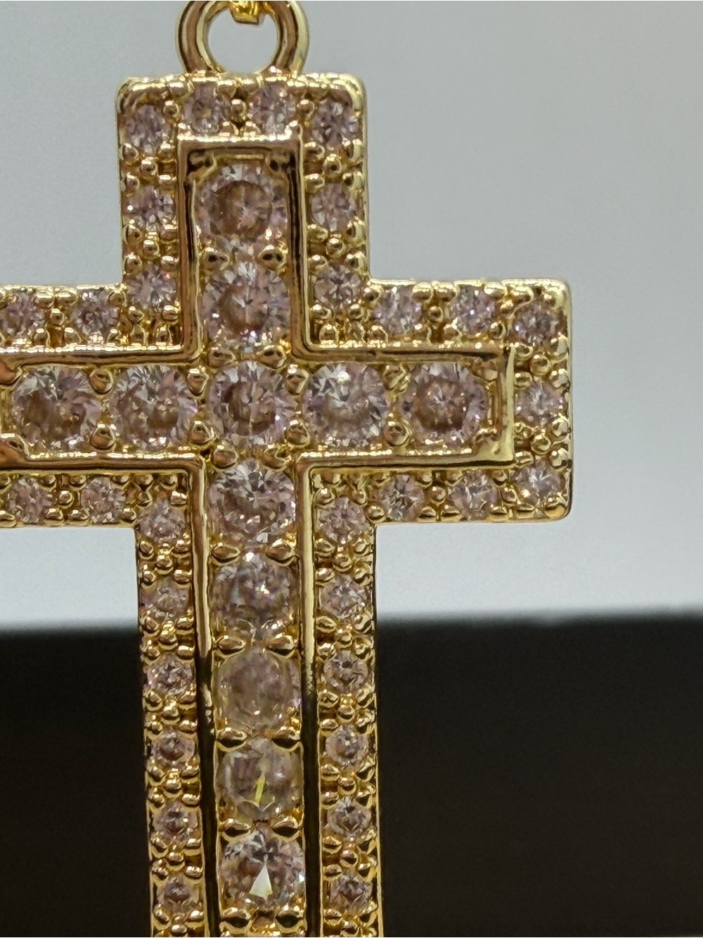 Gold Cross Pendant with Crystal Accents